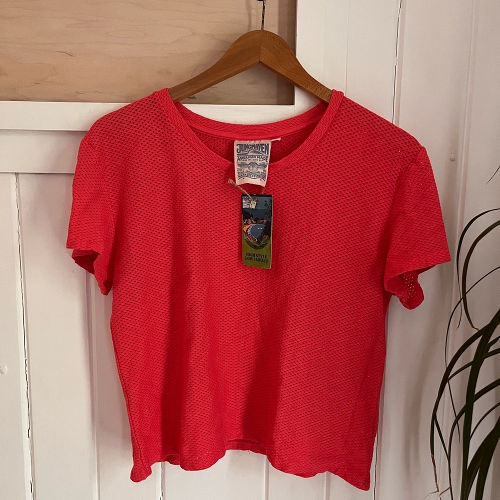 Jungmaven Grapefruit Carmen Short Sleeve Mesh Knit Tee